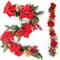 5ft Artificial Poinsettia Velvet Garland - Red Berries & Gold Pine Cones - Indoor Christmas Décor